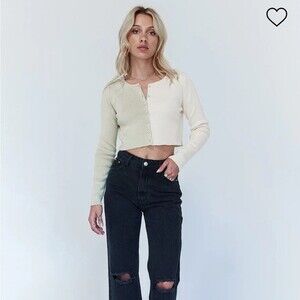 Princess Polly Mateos Two Toned Cropped Cardigan Sweater